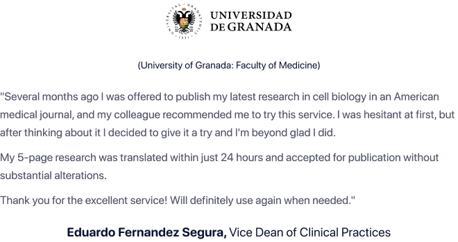 University of Granada review on Translate.com Medical Translation Services 