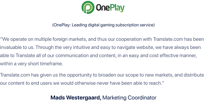 OnePlay review on Translate.com JSON Translation Services 